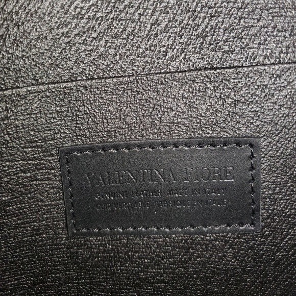 NWT Valentina Fiore Italian Black and Brown Leather Crossbody - Picture 14 of 16